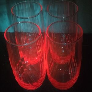 Vintage 1980s Pink Lenox Swag Glasses Set of 4 UV Glow Made w Selenium